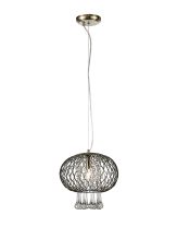 Chelsie Medium Pendant 1 Light E14 Antique Brass/Clear Beaded Glass