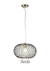 Chelsie 38cm Large Pendant 1 Light E27 Antique Brass/Clear Beaded Glass