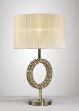 Florence Round Crystal Table Lamp With Cream Shade 1 Light E27 Antique Brass