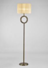 Florence Round Floor Lamp With Cmozarella Shade 1 Light E27 Antique Brass/Crystal Item Weight: 18.24kg