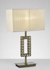 Florence Rectangle Crystal Table Lamp With Cream Shade 1 Light E27 Antique Brass