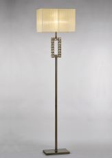 Florence Rectangle Floor Lamp With Cmozarella Shade 1 Light E27 Antique Brass/Crystal
