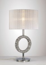 Florence Round Crystal Table Lamp With White Shade 1 Light E27 Polished Chrome