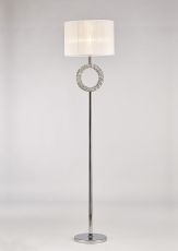 Florence Round Floor Lamp With White Shade 1 Light E27 Polished Chrome/Crystal Item Weight: 18.29kg