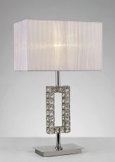 Florence Rectangle Table Lamp With White Shade 1 Light E27 Polished Chrome/Crystal