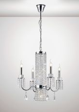 Emily Pendant 4+1 Light E14 Polished Chrome/Crystal