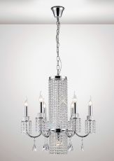 Emily 62cm Pendant 6+1 Light E14 Polished Chrome/Crystal