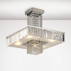 Opheribollita Square Semi Flush 5 Light G9 Polished Chrome/Crystal