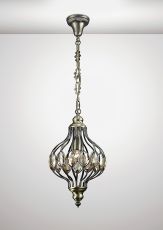 Marisa Single Pendant 1 Light E27 Antique Brass/Amber Crystal