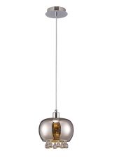 Pandora Single Pendant 1 Light E14 Mirrored Glass/Polished Chrome/Clear Glass