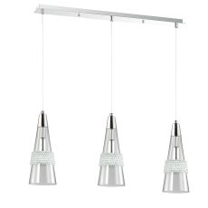 Emiribollita Pendant 3 Light E14 Linear Polished Chrome/Crystal