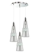 Emiribollita Pendant 3 Light E14 Round Polished Chrome/Crystal