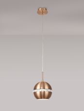 Andrea Single Pendant 1 Light E27 Satin Copper/Crystal