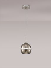 Andrea 19cm Single Pendant 1 Light E27 Satin Nickel/Crystal