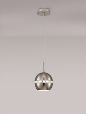 Andrea Single Pendant 1 Light E27 Satin Nickel/Crystal