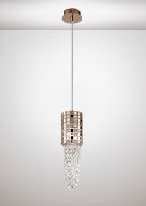 Camden 10cm Single Pendant 1 Light G9 Rose Gold/Mosaic Glass/Crystal