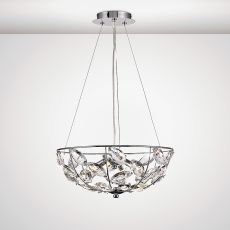 Galilea 39cm Pendant 4 Light G9 Polished Chrome/Crystal