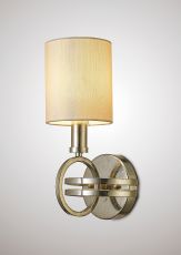 Isabella Wall Lamp With Beige Shade 1 Light E14 Antique Silver/Teak Plated