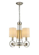 Isabella 40cm Pendant With Beige Shade 3 Light E14 Antique Silver/Teak Plated