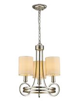 Iskoko Pendant With Beige Shade 3 Light E14 Antique Silver/Teak Plated