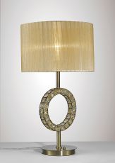 Florence Round Crystal Table Lamp With Soft Bronze Shade 1 Light E27 Antique Brass