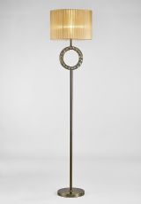 Florence Round Floor Lamp With Soft Bronze Shade 1 Light E27 Antique Brass/Crystal Item Weight: 18.4kg