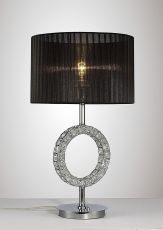 Florence Round Crystal Table Lamp With Black Shade 1 Light E27 Polished Chrome