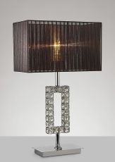 Florence Rectangle Table Lamp With Black Shade 1 Light E27 Polished Chrome/Crystal