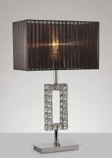 Florence Rectangle Crystal Table Lamp With Black Shade 1 Light E27 Polished Chrome