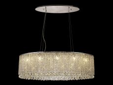 Empire 100x50cm Oval Pendant Chandelier, 10 Light G9, Polished Chrome/Crystal Item Weight: 19kg