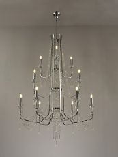 Armand 85cm Pendant 6+3+3 Light E14 Polished Chrome/Crystal, (ITEM REQUIRES CONSTRUCTION/CONNECTION) Item Weight: 16.5kg