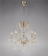 Vela Pendant 5 Light E14 French Gold/Crystal