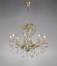 Vela 76cm Pendant 8 Light E14 French Gold/Crystal