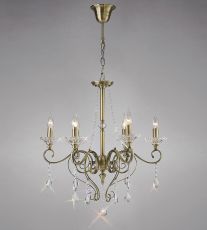 Libra Pendant 6 Light E14 Antique Brass/Crystal