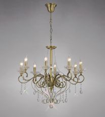 Libra Pendant 8 Light E14 Antique Brass/Crystal