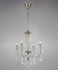 Leana 55cm Pendant 4 Light E14 Satin Nickel/Crystal