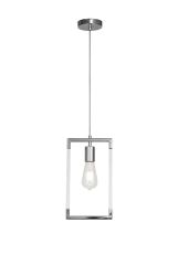 Canto Single Rectangle Pendant 1 Light E27 Polished Nickel/Acrylic