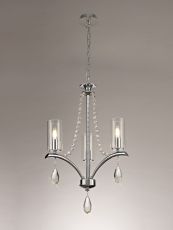 Rhea Pendant 3 Light E14 Polished Chrome/Crystal With Clear Glass