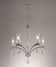 Rhea Pendant 5 Light E14 Polished Chrome/Crystal With Clear Glass