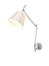 Karis Adjustable Switched Wall Light 1 Light E27 Silver/Polished Chrome c/w Cream Pearl Shade