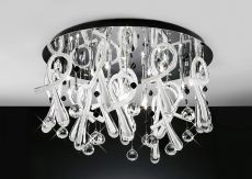 Class Flush Ceiling Round 20 Light G4 Polished Chrome/White Glass/Crystal, NOT LED/CFL Compatible