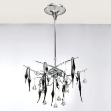Cygnet 60cm Ceiling 10 Light G4 Polished Chrome/Black Glass/Crystal, NOT LED/CFL Compatible