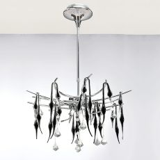 Cygnet Pendant 11 Light G4 Polished Chrome/Black Glass/Crystal, NOT LED/CFL Compatible