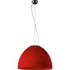 Domo 60cm Pendant 3 Light E27 Polished Chrome/Red Fabric Shade