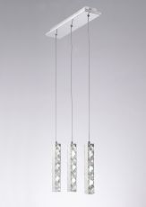 Galaxy Linear Pendant 3 Drop LED 6000K 3 X 3W Polished Chrome, Crystal