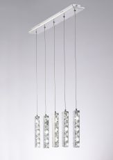 Galaxy Linear Pendant 5 Drop 15W LED 6000K Polished Chrome, Crystal