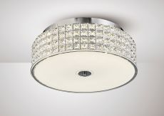 Hawthorne 40cm Round Flush Ceiling 30W 1700lm LED 4000K Polished Chrome/Silver/Crystal, 3yrs Warranty