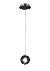 Salvio Ceramic Round Sculpture Pendant 1 x 3W LED 4200K Chrome/Black, 3yrs Warranty