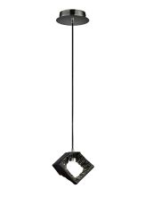 Salvio Ceramic Square Sculpture Pendant 1 x 3W LED 4200K Chrome/Black, 3yrs Warranty