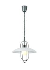 Riva 40cm Rise & Fall Pendant 1 Light E27, Polished Chrome/Opal White Glass Shade